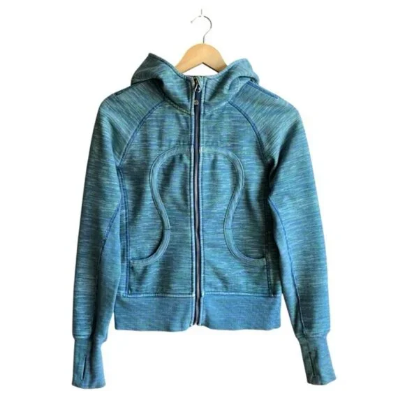 Lululemon Scuba Hoodie Size 6 Green Yellow Blue Stripes - Picture 2 of 11